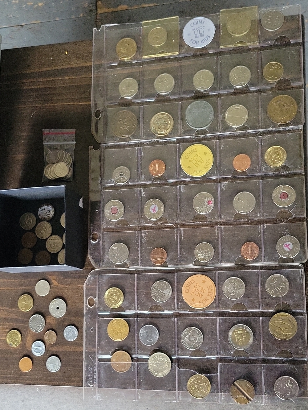 COIN COLLECTION-Clear Plastic Coin Storage Pages W/ COINS -